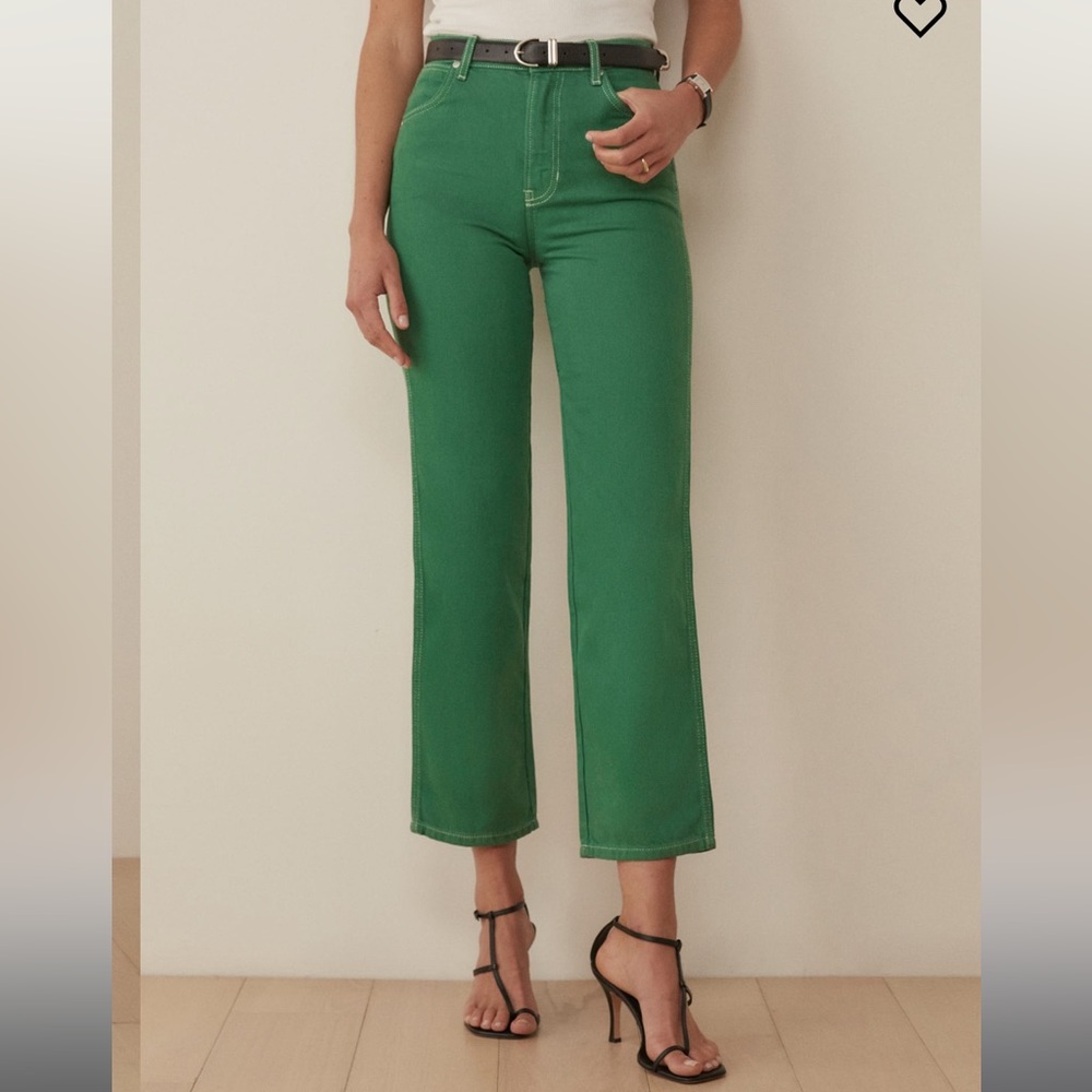 Reformation Green Straight Leg Jeans